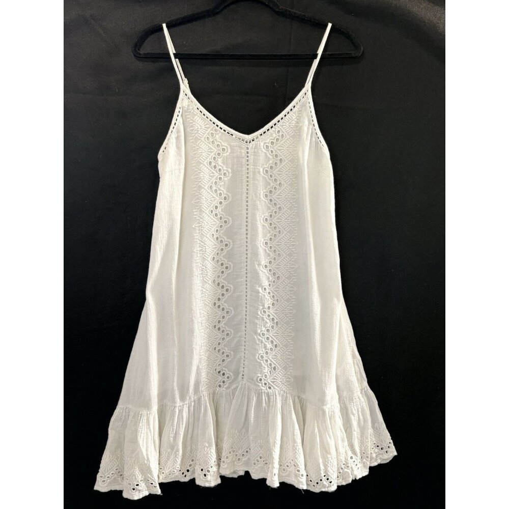 HOUSE OF HARLOW Women 1960 Eyelet Sleeveless V Neck Mini Dress Sz M White 36-6